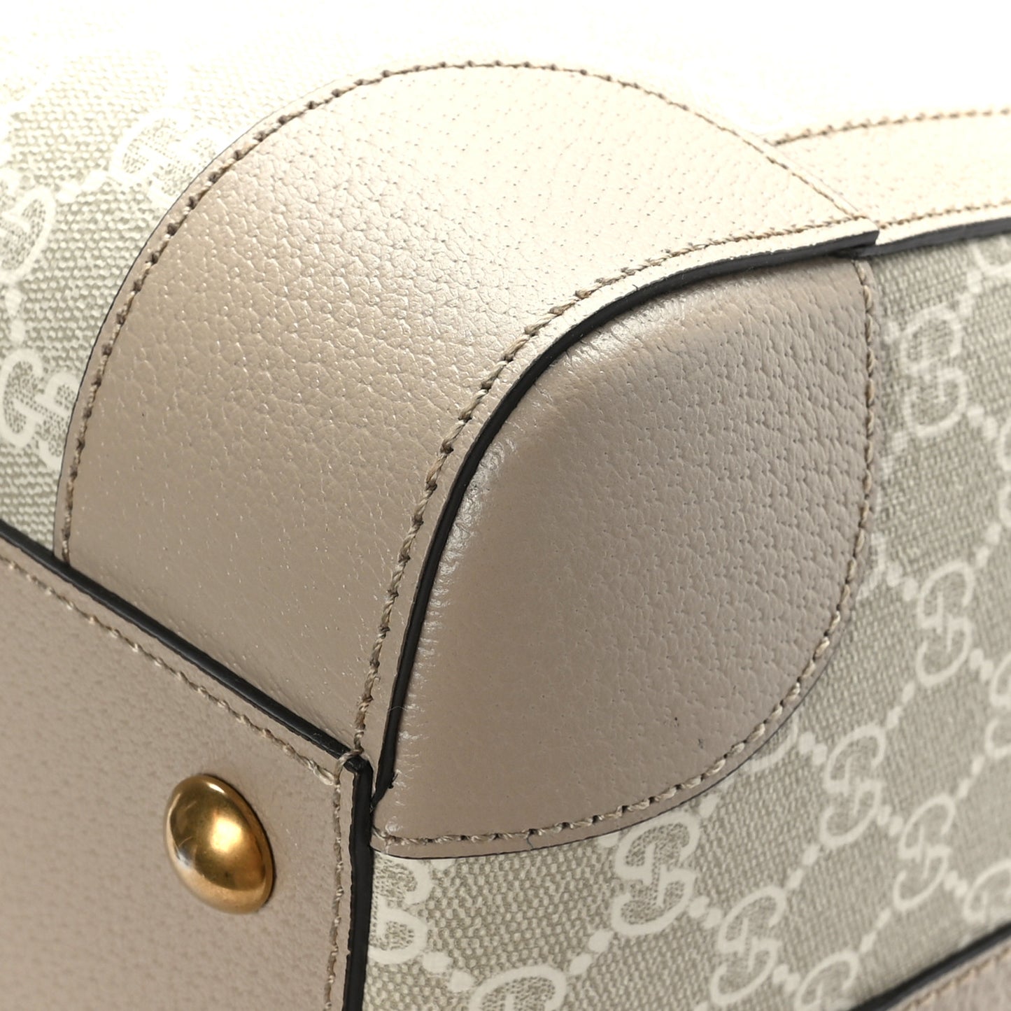 GG Supreme Monogram Textured Dollar Calfskin Web Medium Savoy Duffle Bag Beige Mystic White Oatmeal