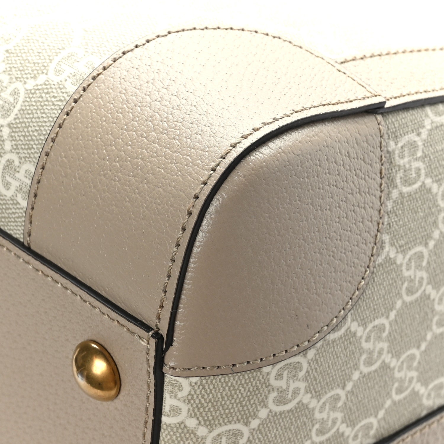Gucci GG Supreme Monogram Textured Dollar Calfskin Web Medium Savoy Duffle Bag Beige Mystic White Oatmeal 8 of 10