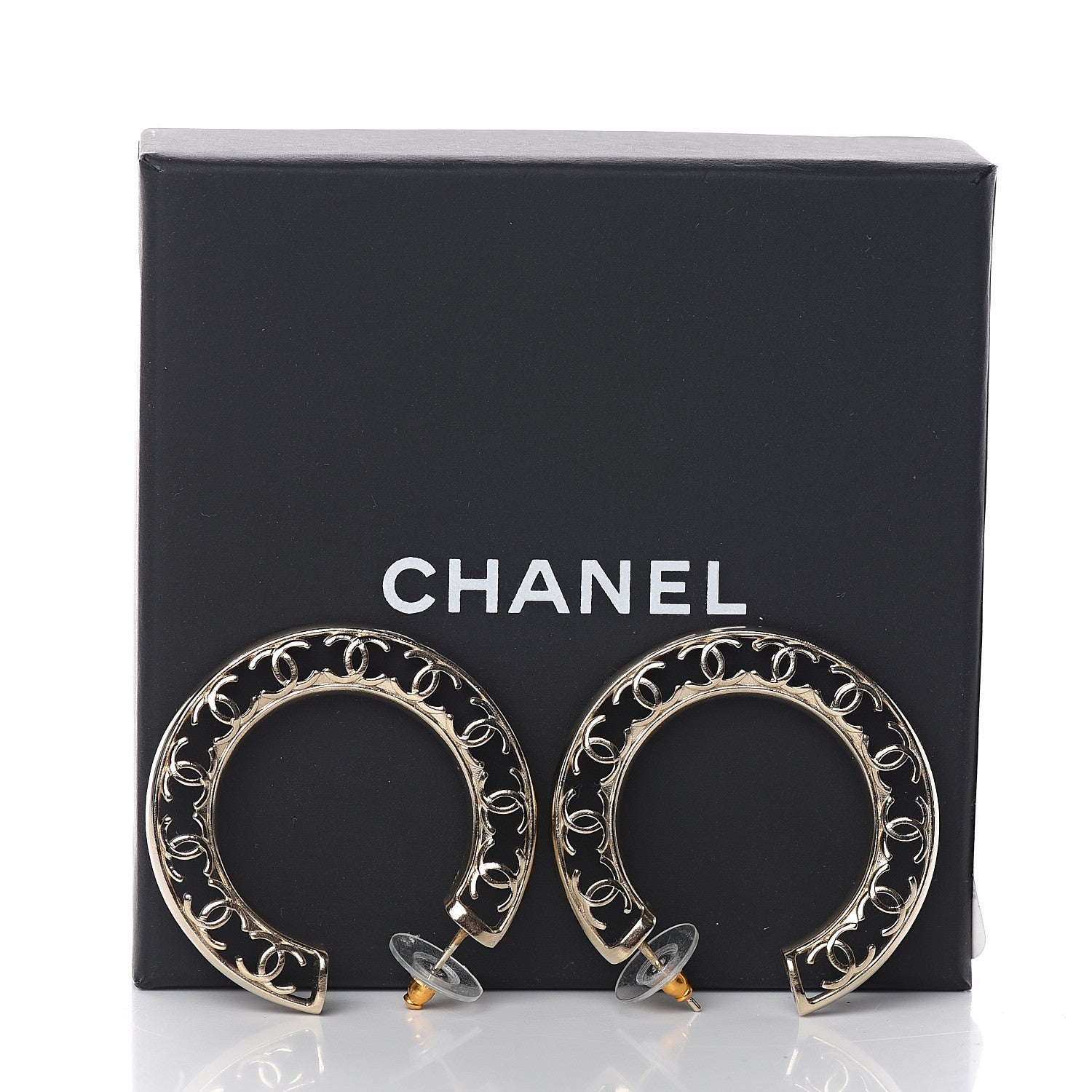 Chanel CC Hoop Earrings Gold 5 of 5