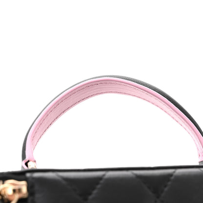 Chanel Lambskin Quilted Small Top Handle Vanity Case With Chain Black Lilac 13 of 15