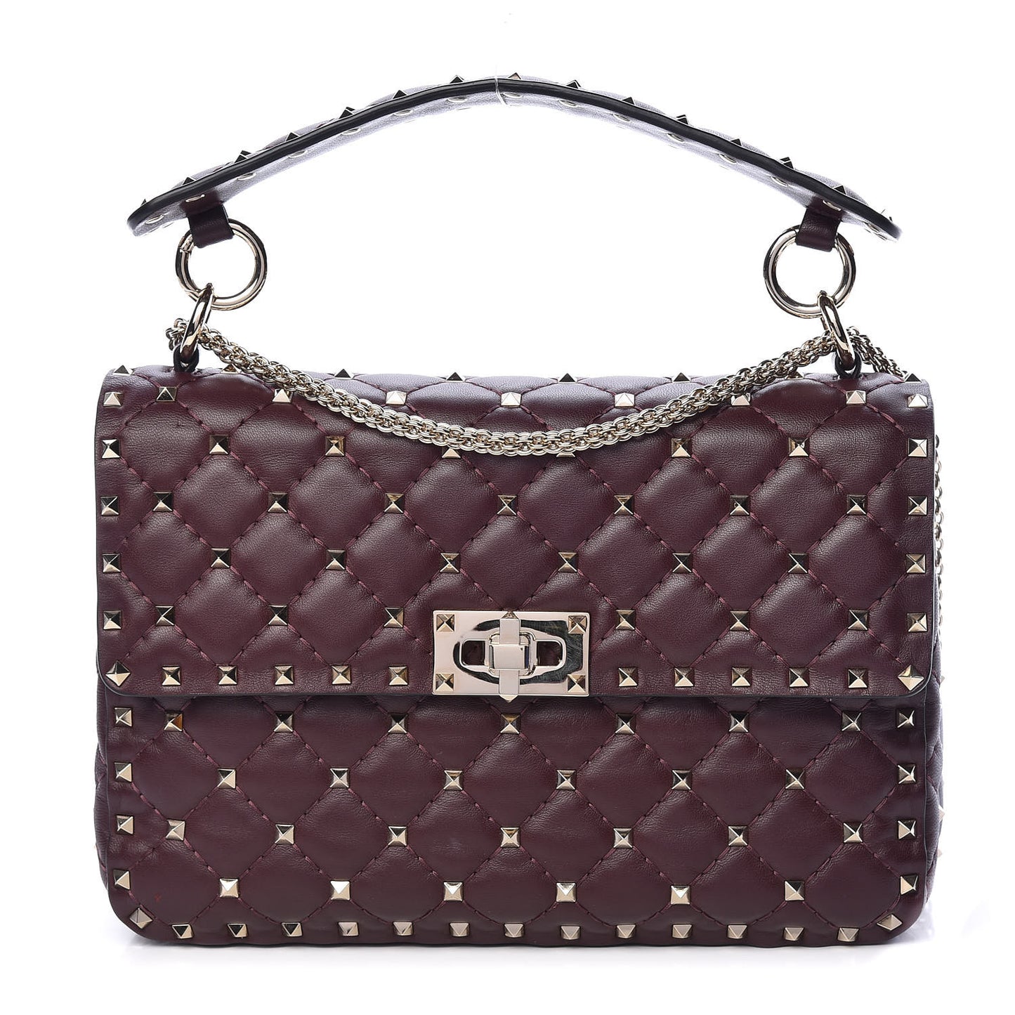 Nappa Medium Rockstud Spike Shoulder Bag Rubin