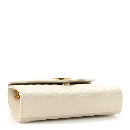 Saint Laurent Grain De Poudre Textured Mixed Matelasse Medium Triquilt Monogram Satchel Crema Soft 4 of 9
