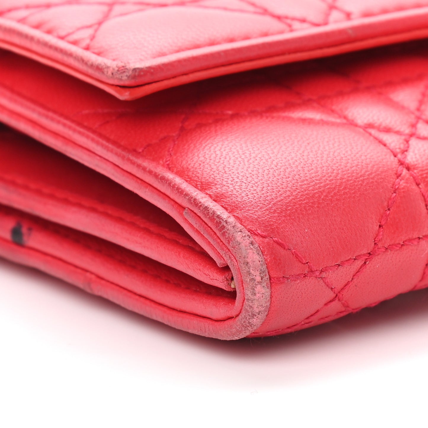 Lambskin Cannage Rendez-vous Chain Wallet Red
