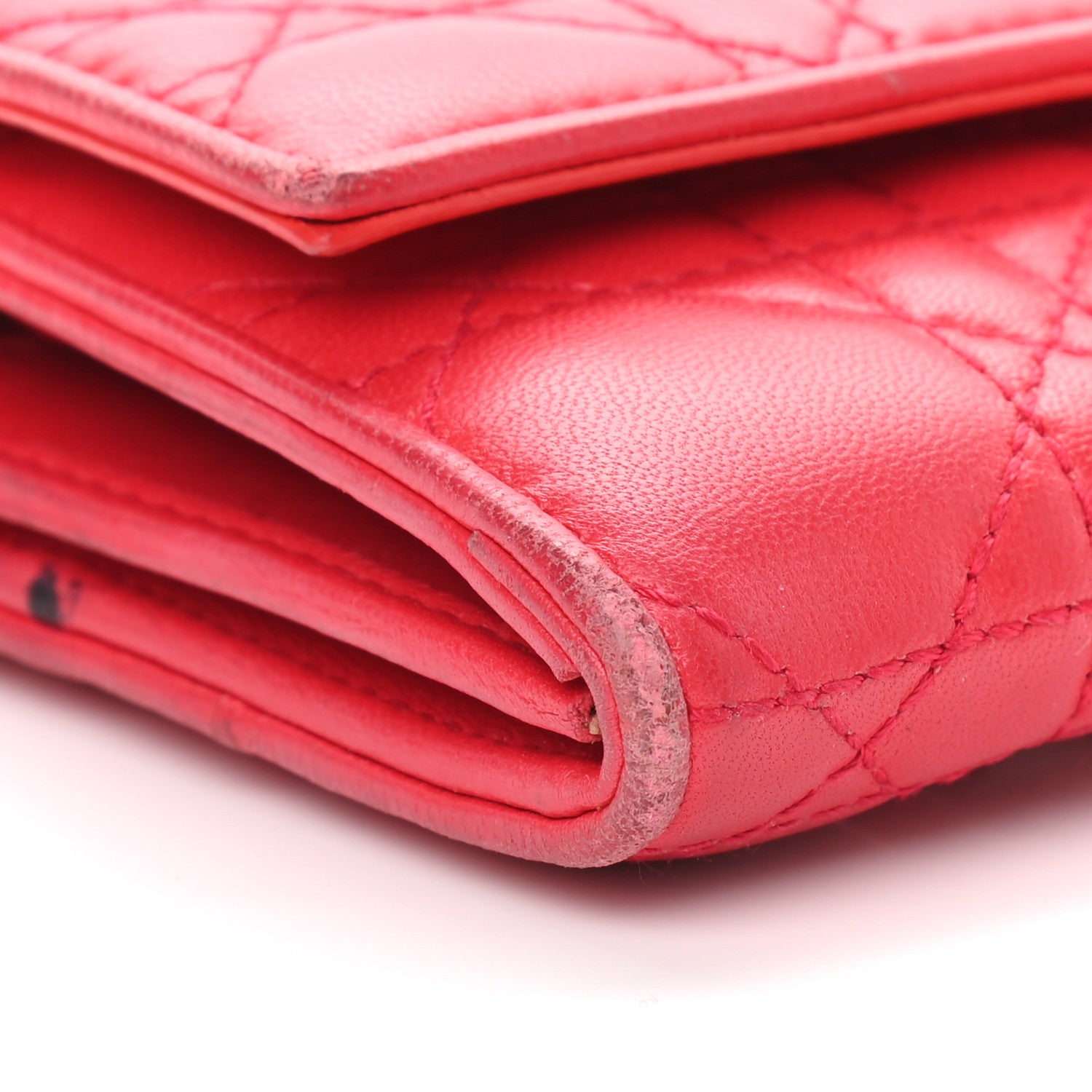 Christian Dior Lambskin Cannage Rendez-vous Chain Wallet Red 8 of 10