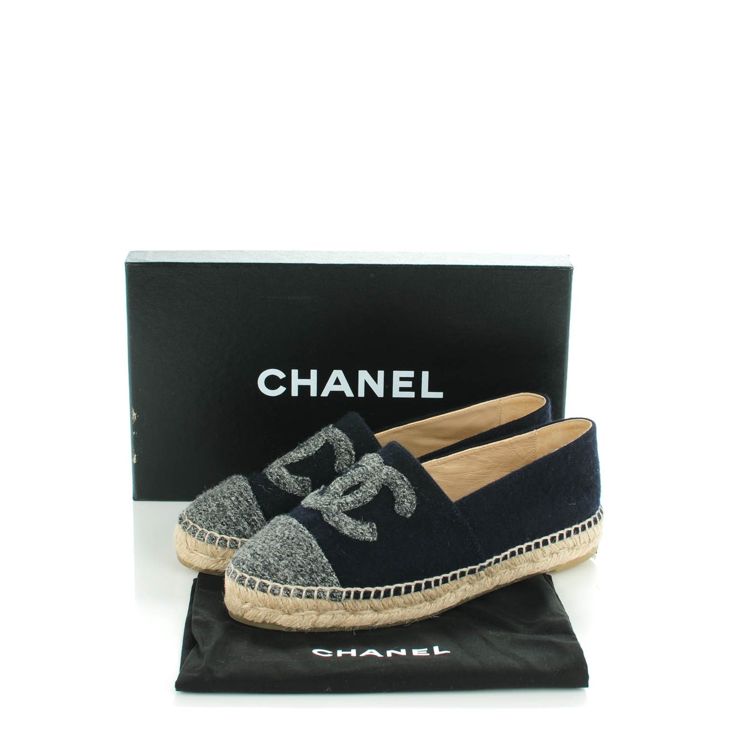 Velvet Tweed CC Espadrilles 37 Navy Grey