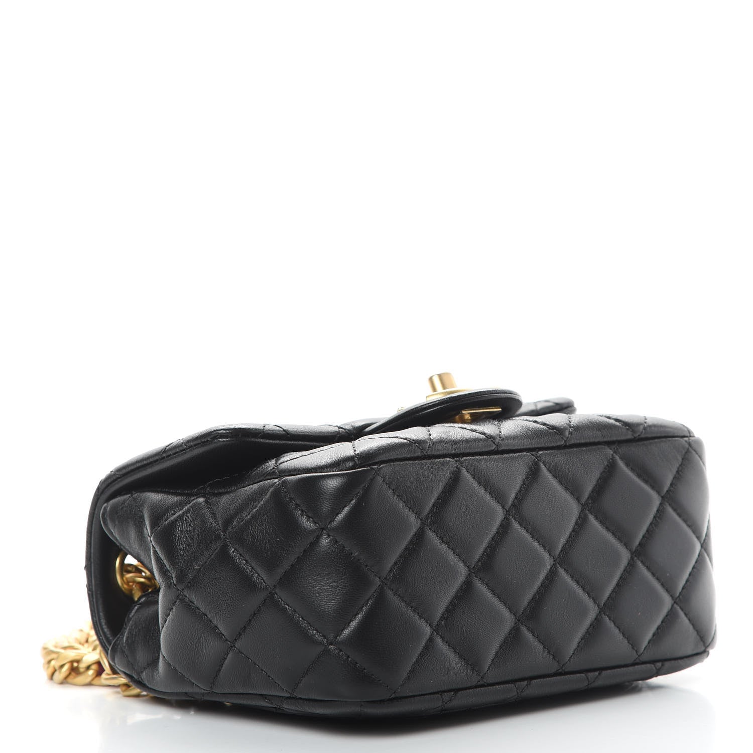 Chanel Lambskin Resin Quilted Mini Pearl Samba Square Flap Black 4 of 14