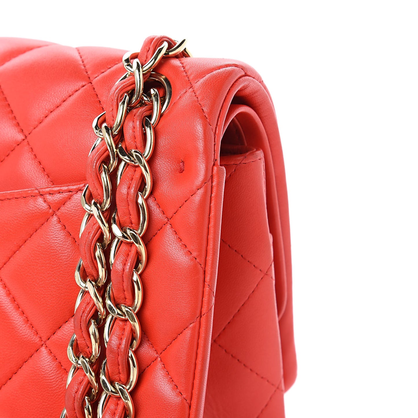 Lambskin Quilted Jumbo Double Flap Red