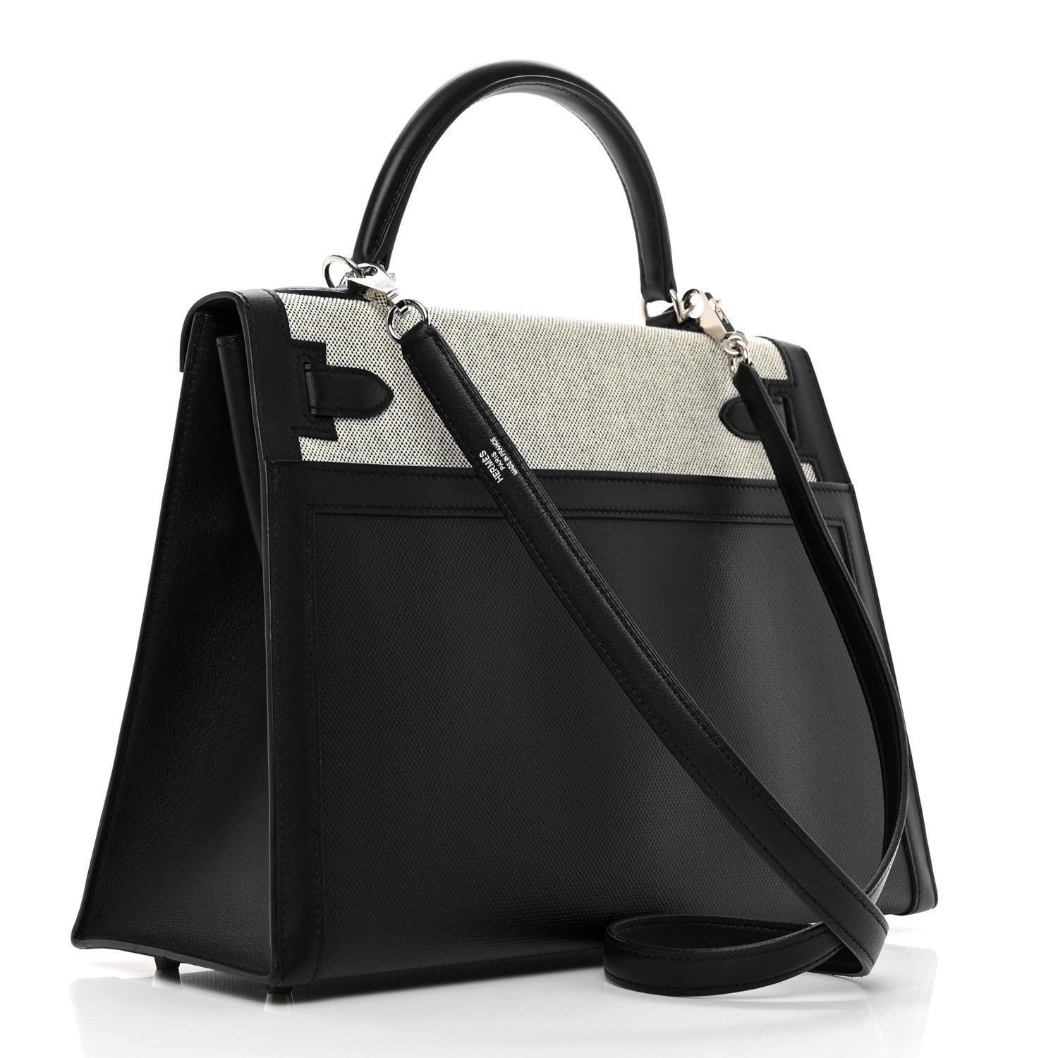Hermes Berline Toile Swift Kelly Sellier 32 Black Ecru 3 of 11