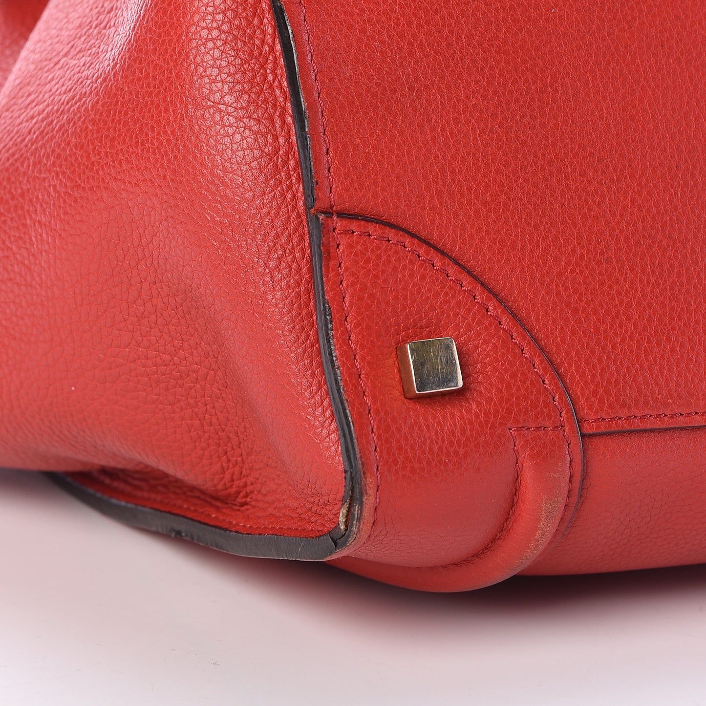 Drummed Calfskin Mini Luggage Coquelicot