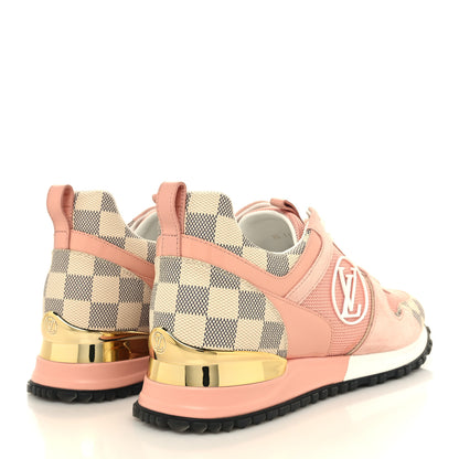 Louis Vuitton Suede Damier Azur Run Away Sneakers 37.5 Pink 4 of 7