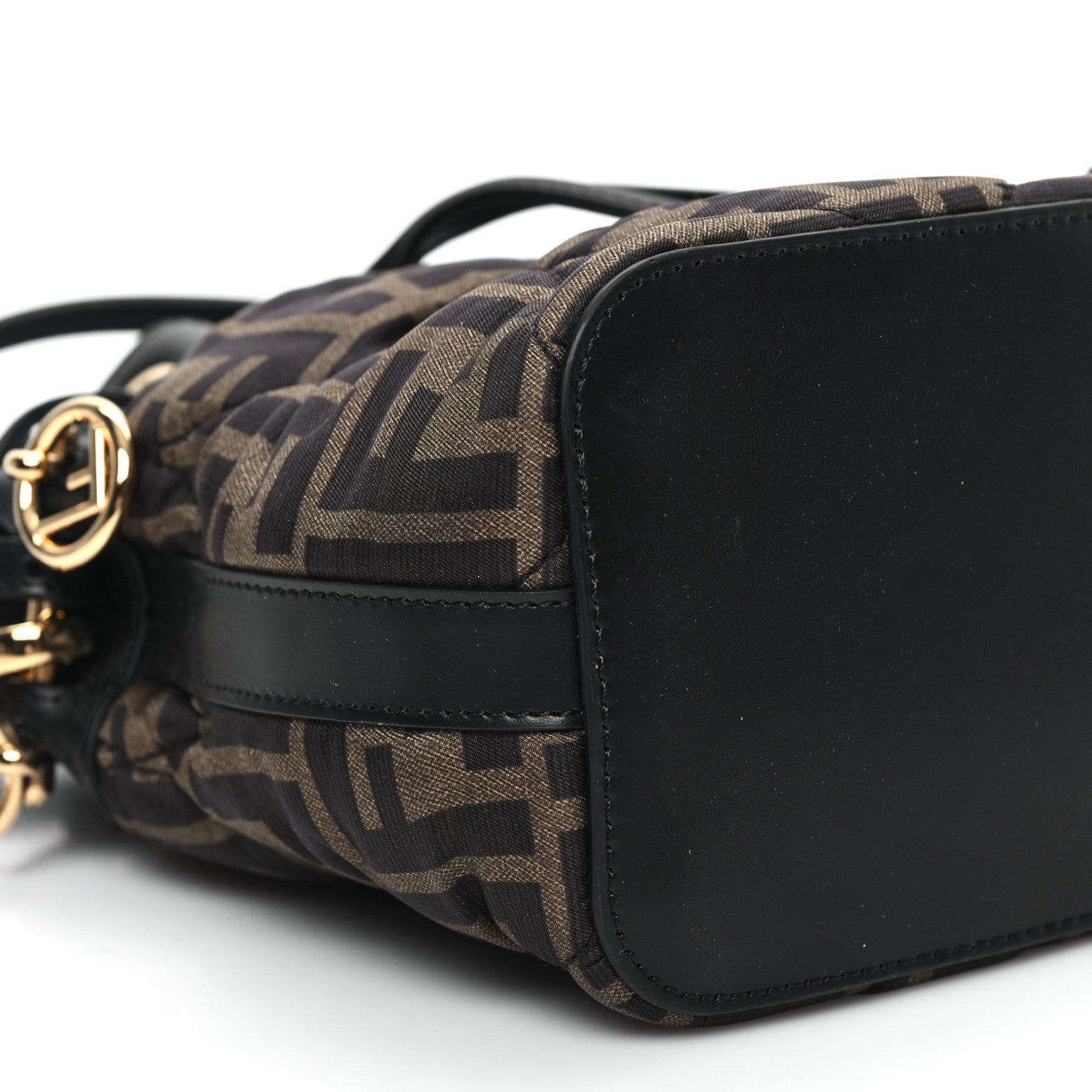 Fendi Silk Vitello King FF 1974 Quilted Mini Mon Tresor Bucket Bag Tobacco Moro 8 of 10