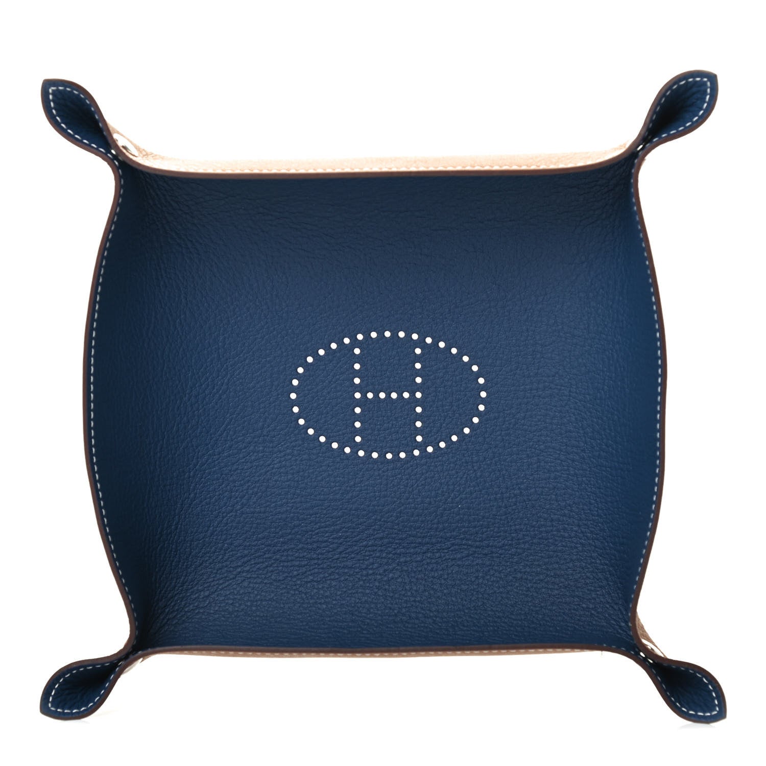 Hermes Taurillon Clemence Mises et Relances H'Dot Change Tray Bleu Regate Fauve 1 of 3