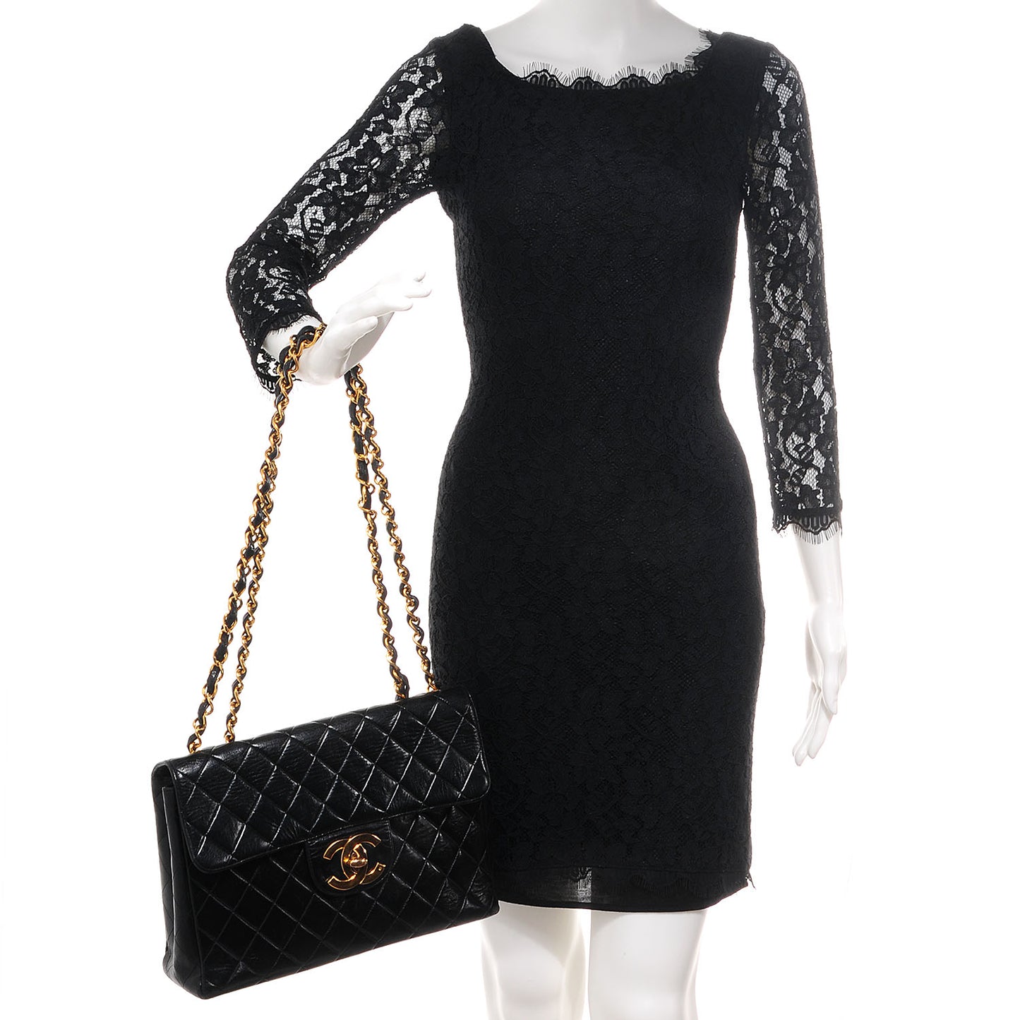 Lambskin Quilted Jumbo Flap Black