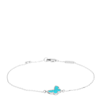 Van Cleef & Arpels 18K White Gold Turquoise Sweet Alhambra Butterfly Bracelet 1 of 4