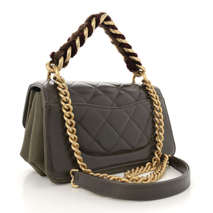 Chanel Iridescent Calfskin Quilted Small Straight Lined Flap Khaki 3 of 11