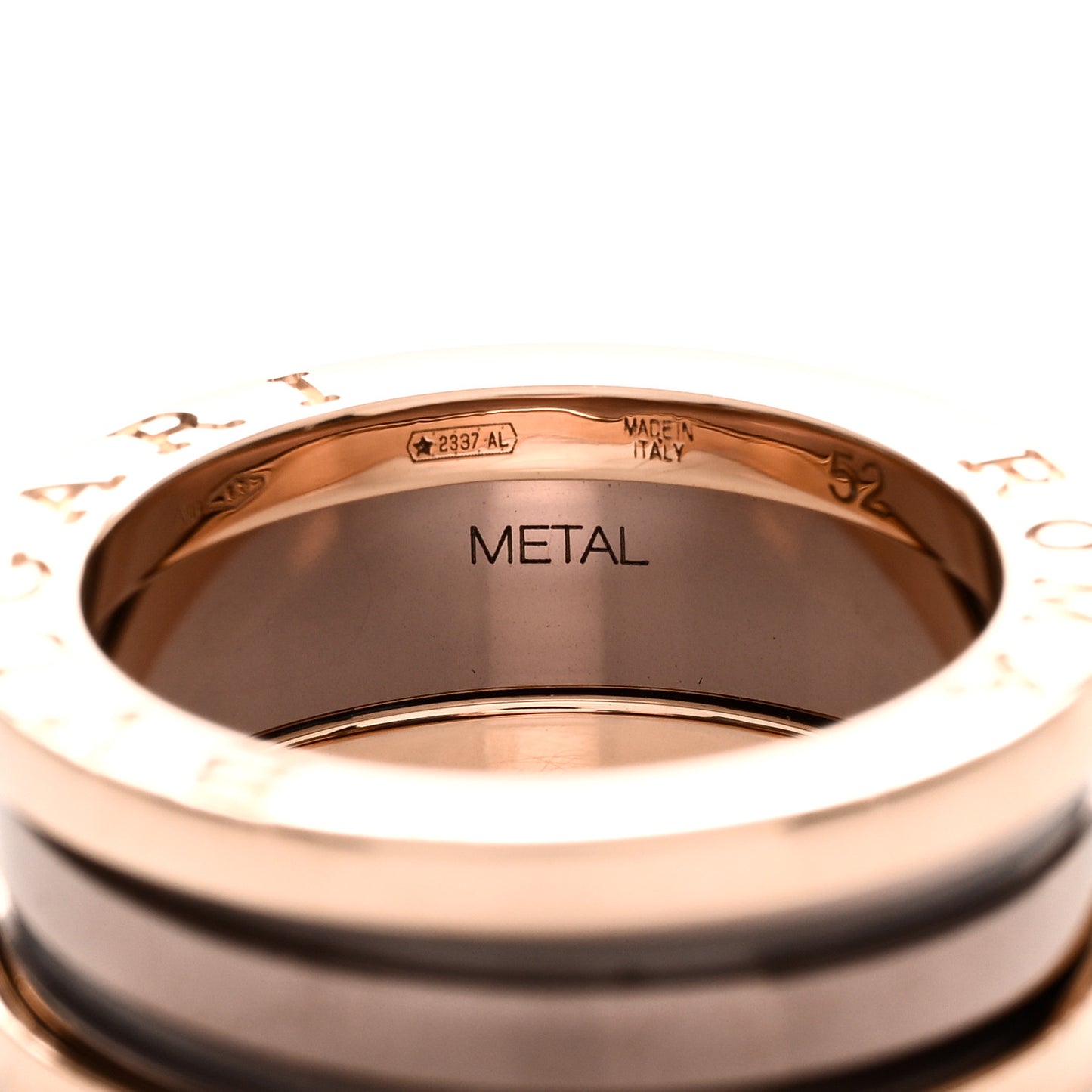 18K Rose Gold Bronze Cermet Roma B.Zero1 Two-Band Ring 52 6
