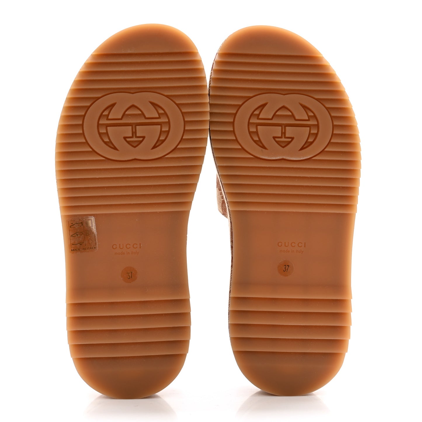 Canvas GG Monogram Angelina Platform Slide Sandals 37 Beige Ruggine