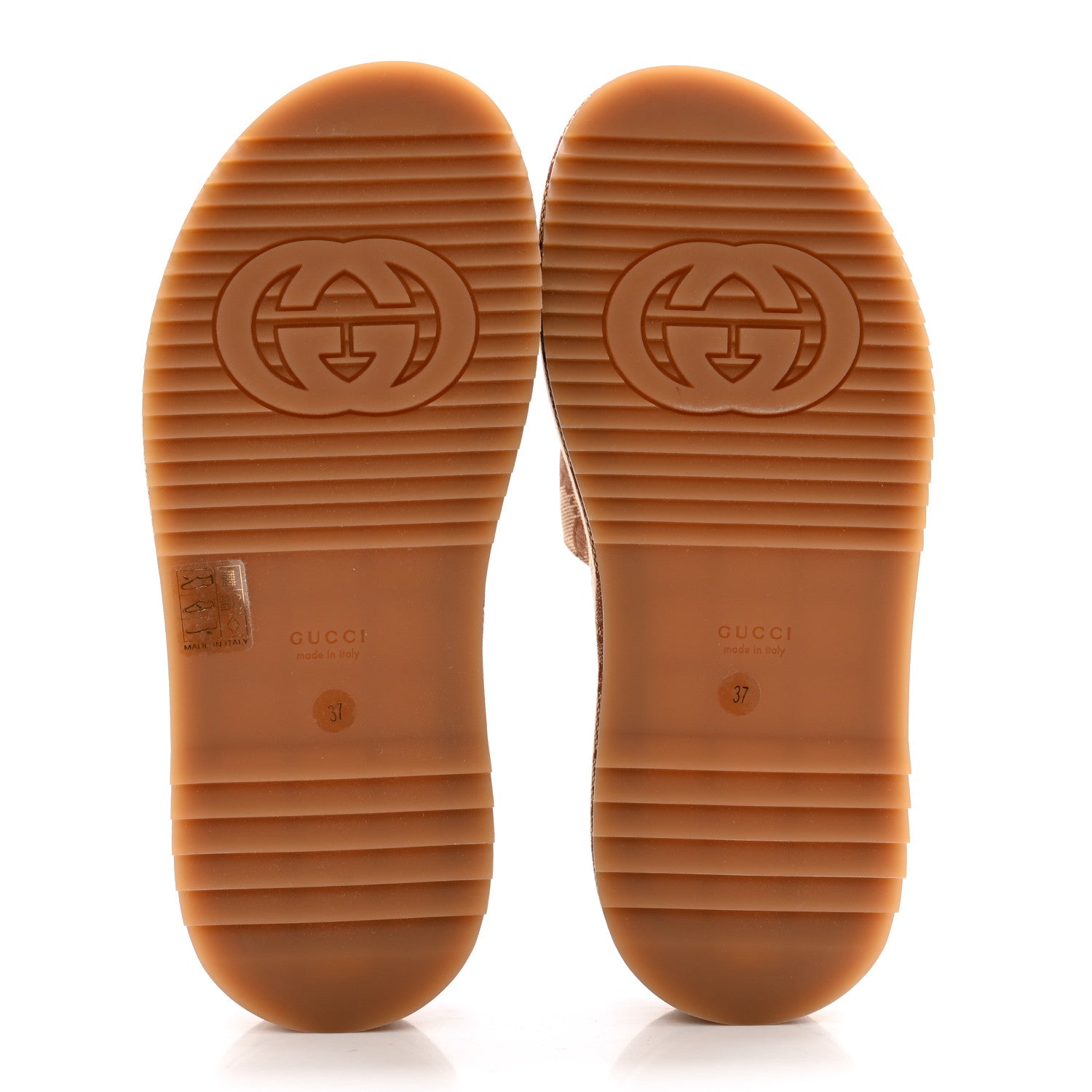 Gucci Canvas GG Monogram Angelina Platform Slide Sandals 37 Beige Ruggine 5 of 9