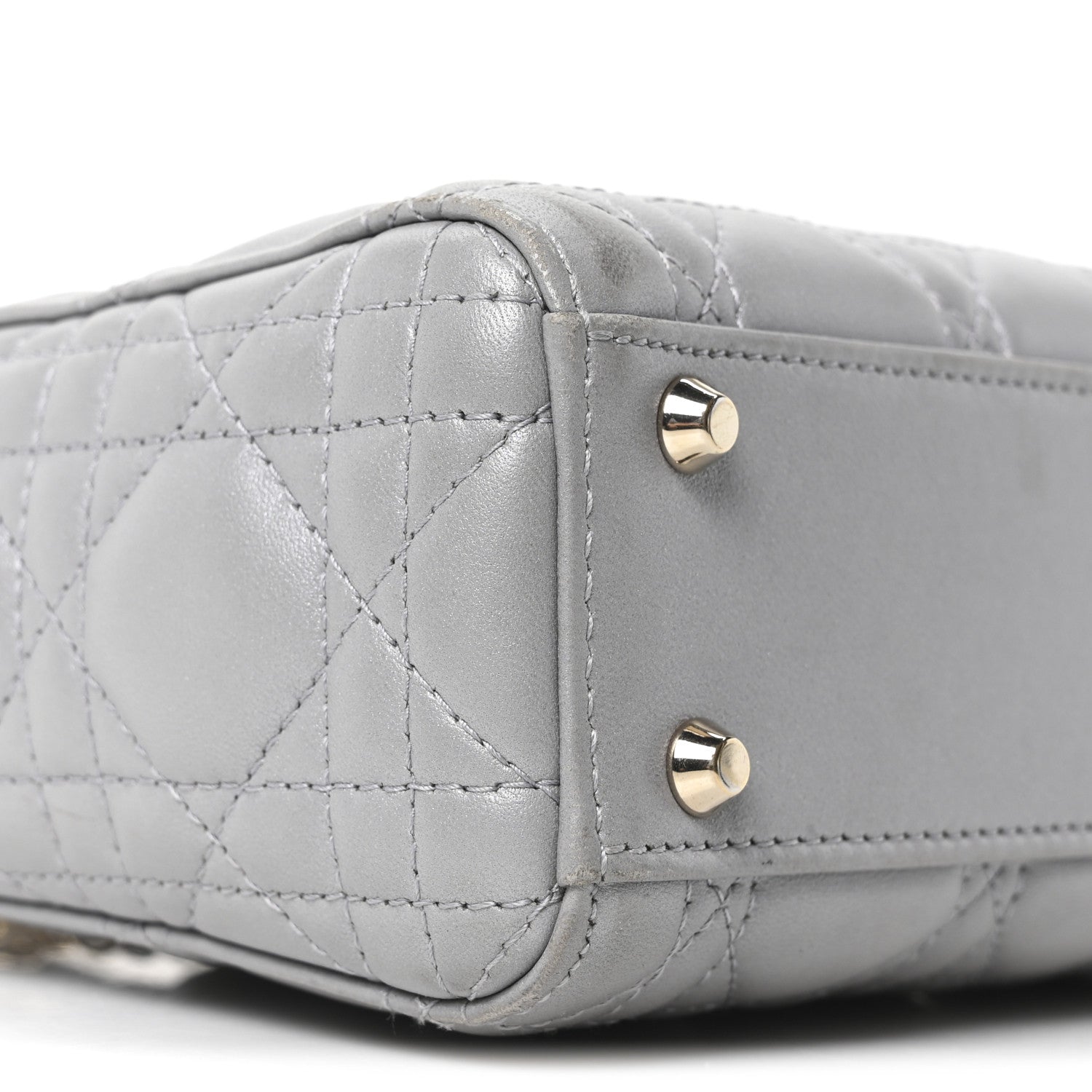 Christian Dior Metallic Lambskin Cannage Mini Lady Dior Gray 9 of 10