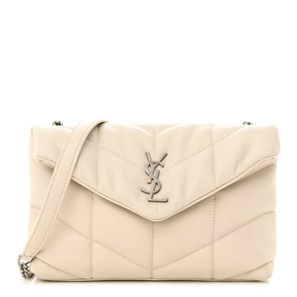 Saint Laurent Lambskin Quilted Toy Loulou Puffer Monogram Chain Satchel Crema Soft 1 of 9