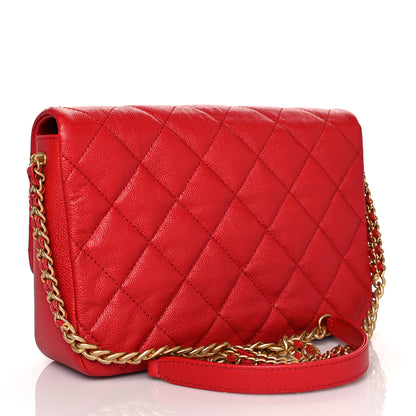 Chanel Shiny Caviar Quilted Large Chain Melody Flap Red 2 of 9