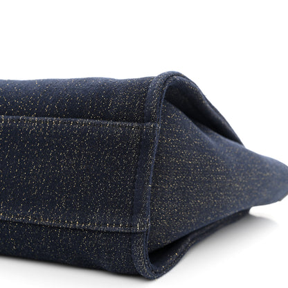 Chanel Lurex Canvas Small Deauville Tote Navy Blue Gold 10 of 12