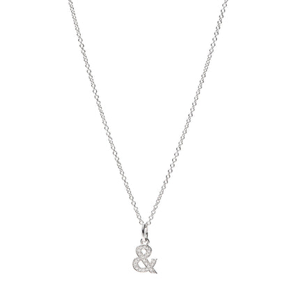 Tiffany 18K White Gold Diamond Medium Ampersand Pendant Necklace 1 of 5