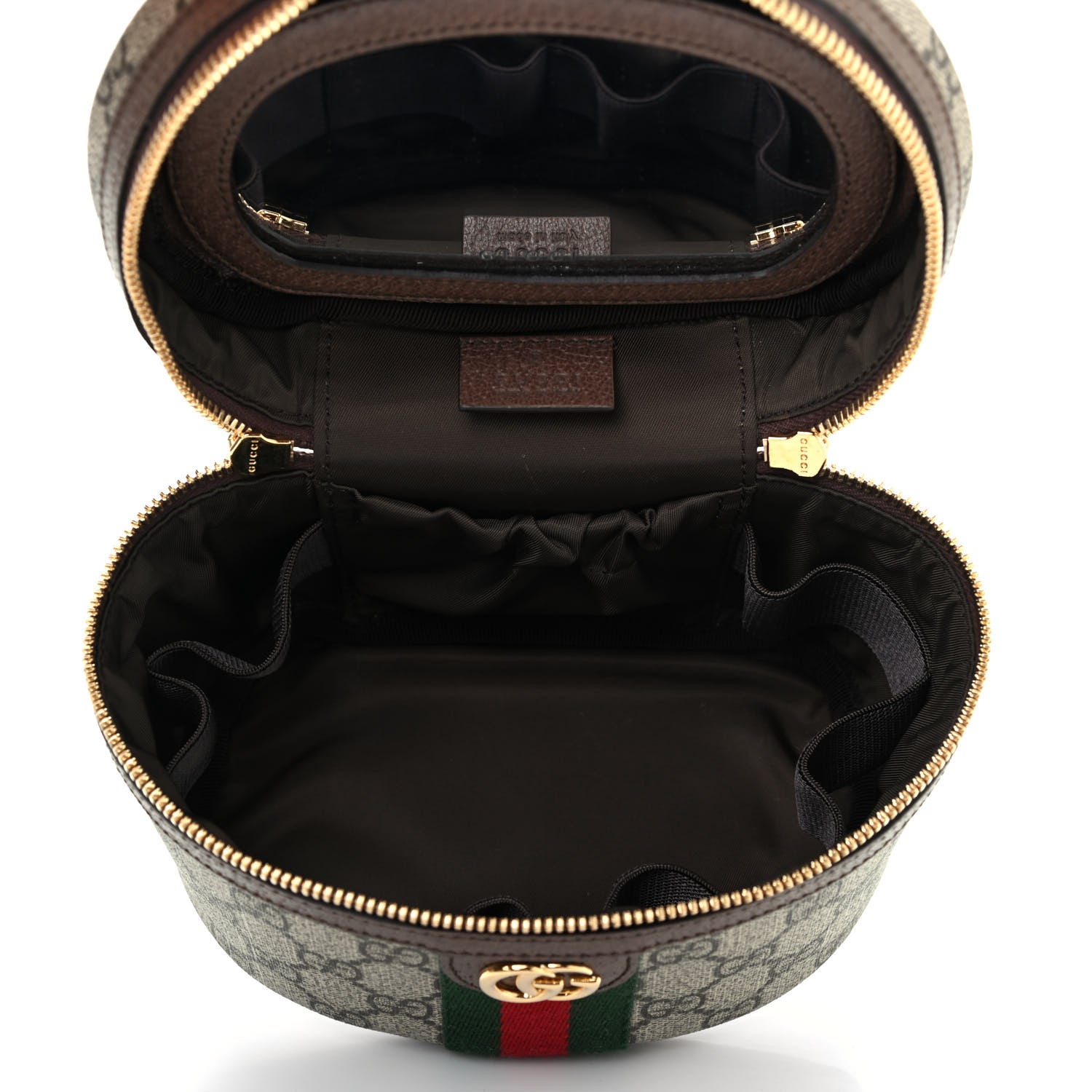 Gucci GG Supreme Monogram Textured Calfskin Web Ophidia Vanity Cosmetic Case Beige Ebony New Acero 5 of 7