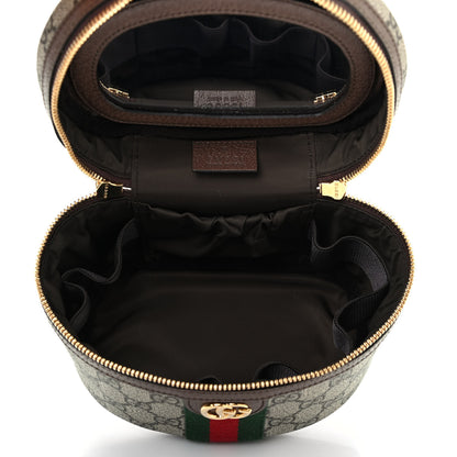Gucci GG Supreme Monogram Textured Calfskin Web Ophidia Vanity Cosmetic Case Beige Ebony New Acero 5 of 7
