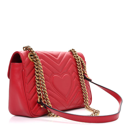 Gucci Calfskin Matelasse Small GG Marmont Shoulder Bag Hibiscus Red 3 of 10