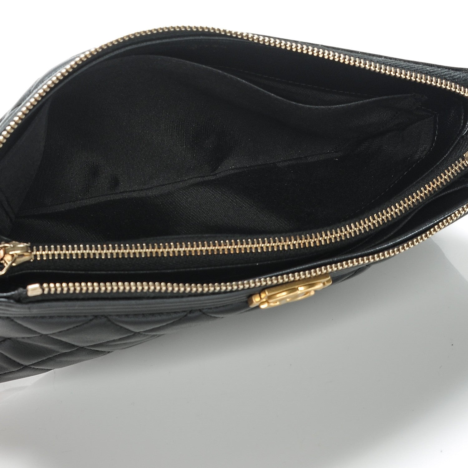 Chanel Lambskin Quilted Small Zipped Boy Pouch Black 5 of 8