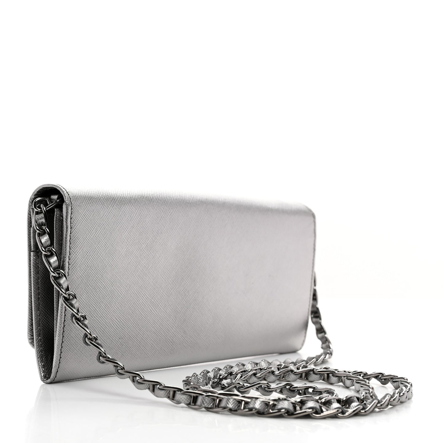 Saffiano Metal Oro Chain Wallet Cromo
