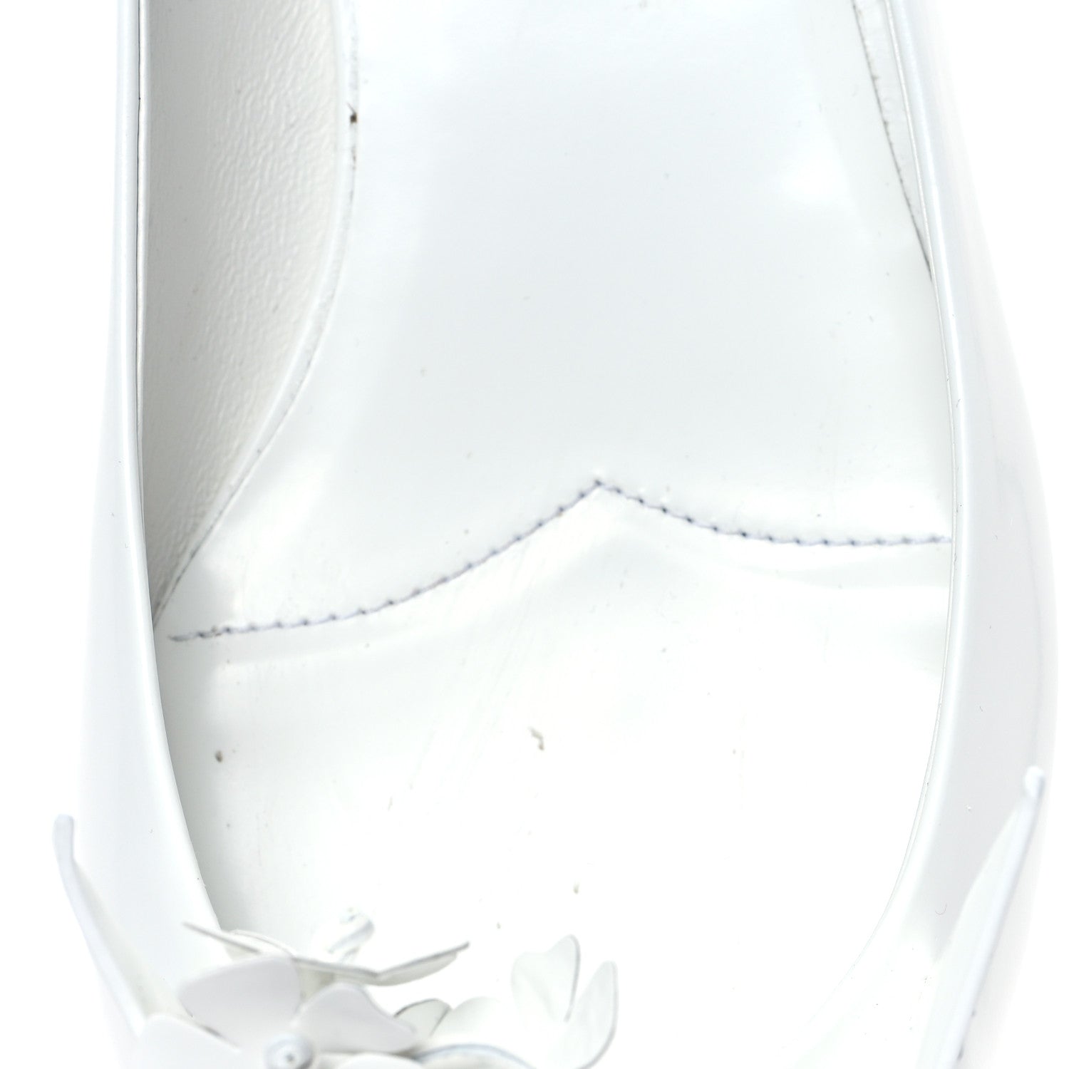 Prada Brushed Calfskin Floral Applique Ballerina Flats 37 White 8 of 9