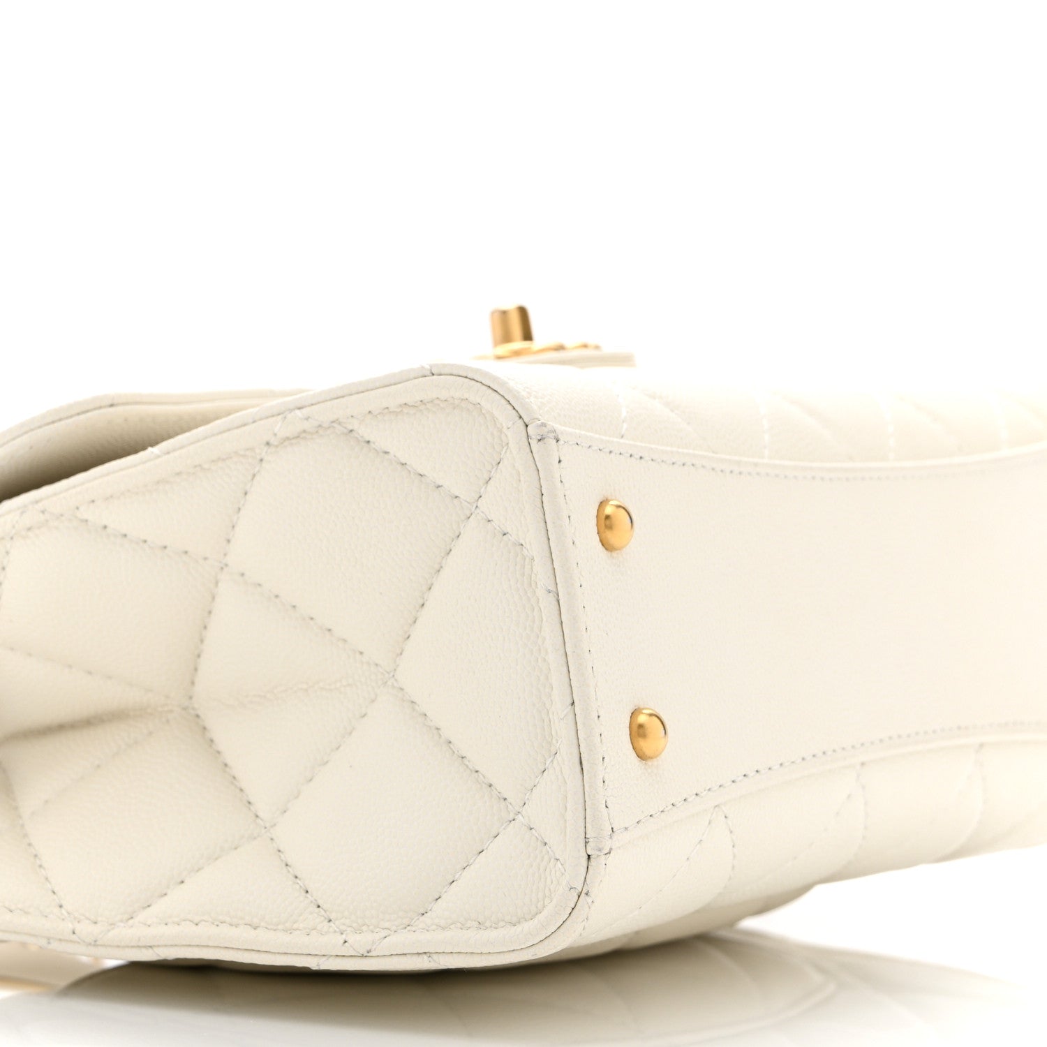 Chanel Shiny Caviar Quilted Small Top Handle Flap White 9 of 10