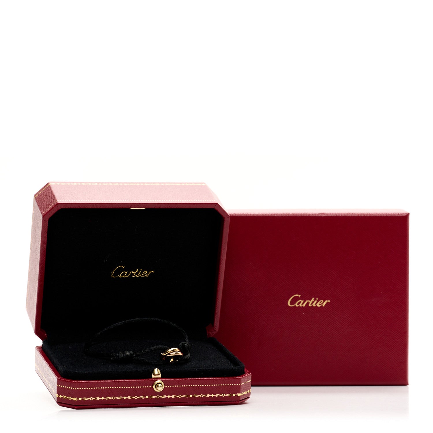 Cartier 18K Pink Yellow White Gold Trinity Adjustable Cord Bracelet Black 4 of 4
