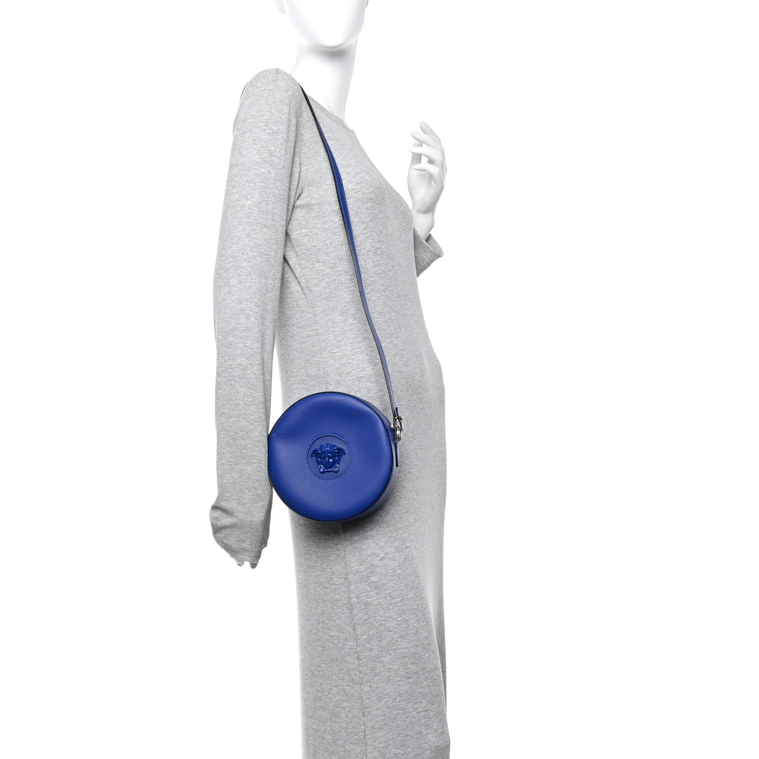 Versace Calfskin La Medusa Round Camera Bag Blue 2 of 12