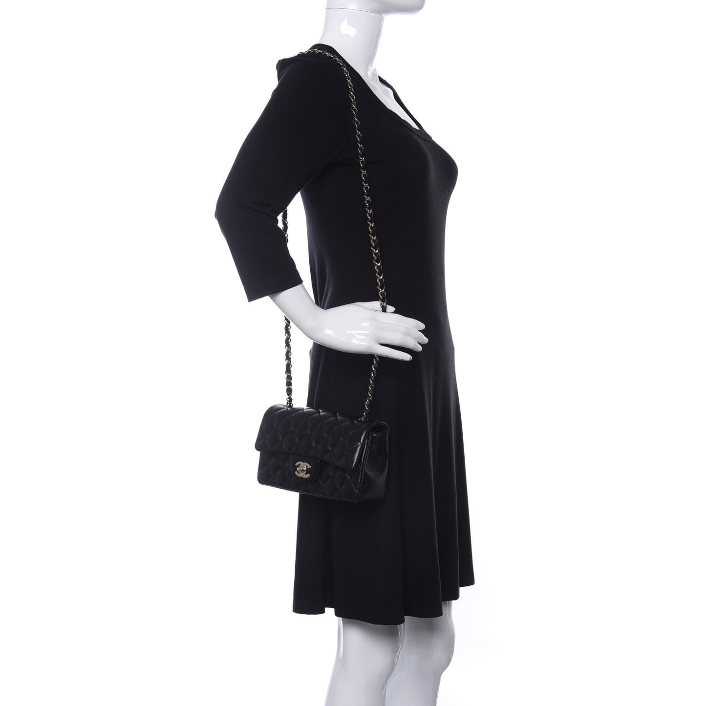 Lambskin Quilted Mini Rectangular Flap Black