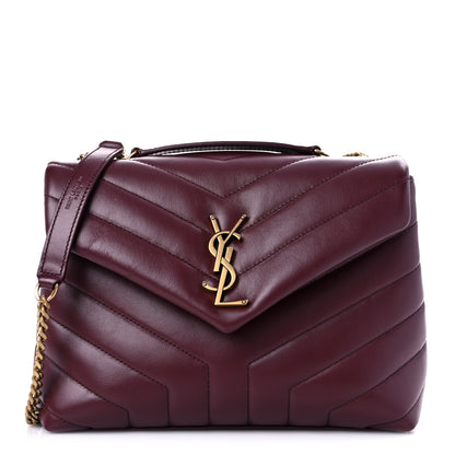 Saint Laurent Calfskin Y Quilted Monogram Small Loulou Chain Satchel Dark Legion Red 1 of 11