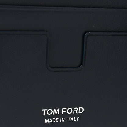 Tom Ford Glossy Calfskin Crocodile Embossed T Line Classic Bi-Fold Wallet Ink 6 of 7