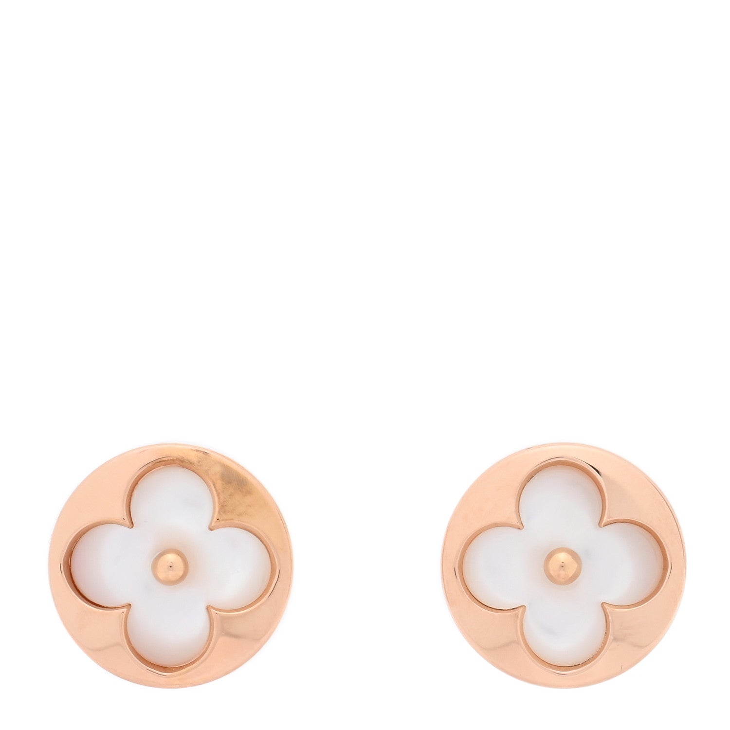 Louis Vuitton 18K Pink Gold Mother of Pearl Color Blossom Sun Stud Earrings 1 of 5