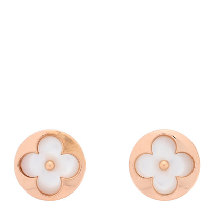 Louis Vuitton 18K Pink Gold Mother of Pearl Color Blossom Sun Stud Earrings 1 of 5