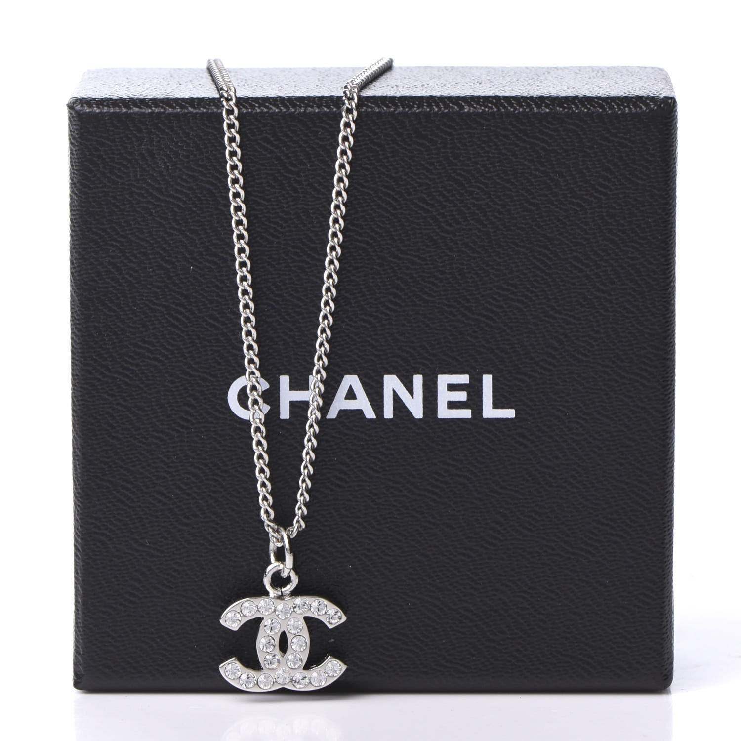 Chanel Crystal CC Necklace Silver 6 of 7