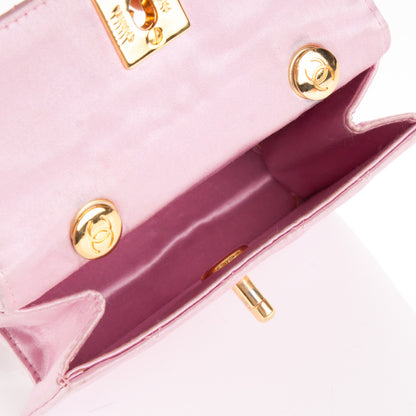 Chanel Satin Quilted Micro Mini Flap Pink 5 of 7