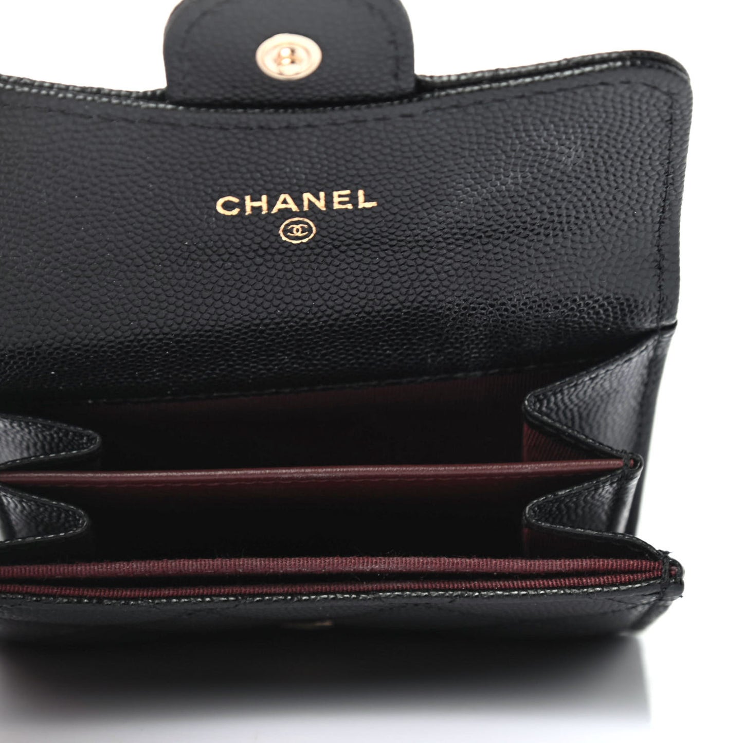 Caviar Quilted Flap Card Holder Wallet Black