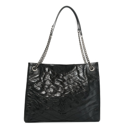 Saint Laurent Crinkled Calfskin Matelasse Monogram Medium Niki Shopper Tote Black 1 of 11