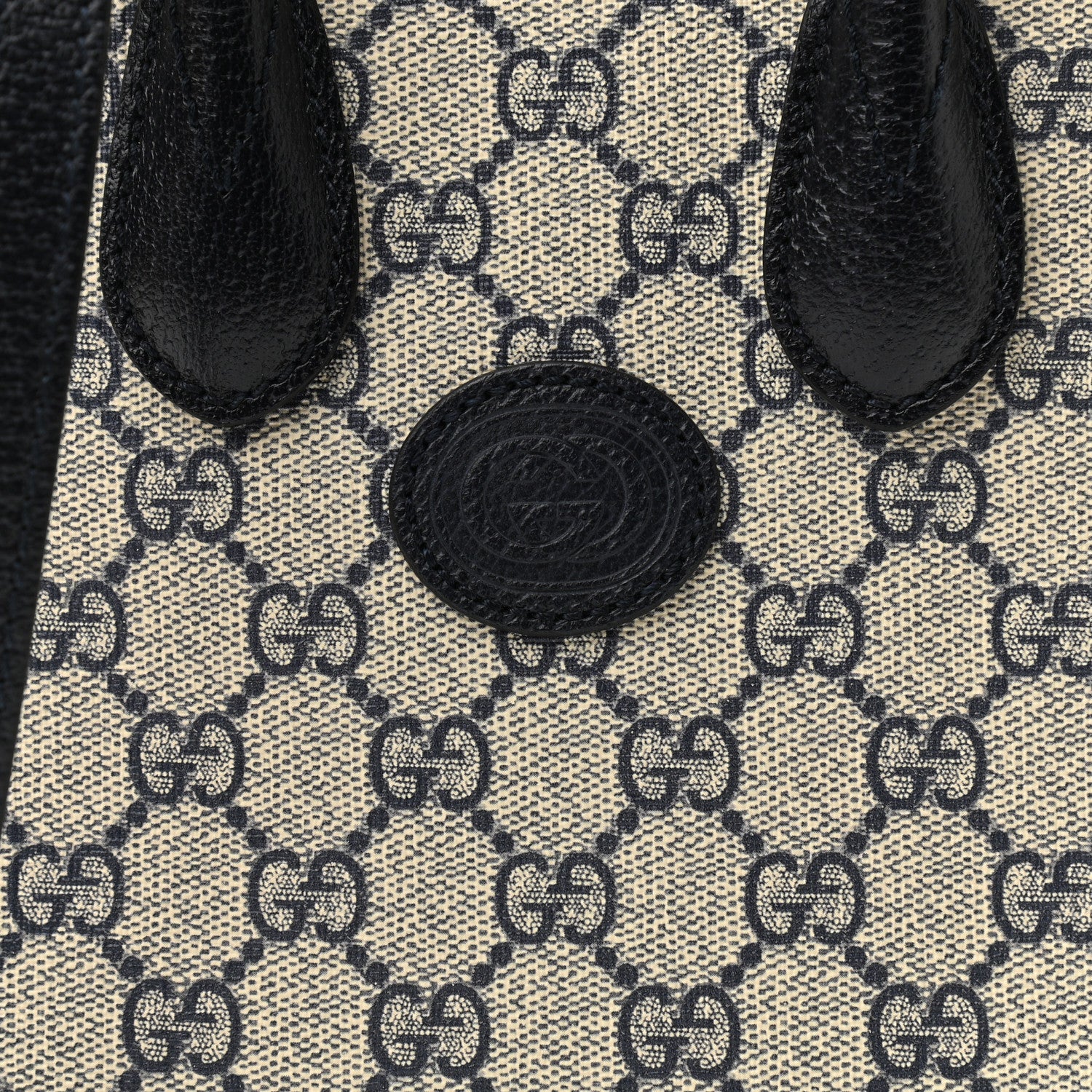 Gucci GG Supreme Monogram Textured Dollar Calfskin Mini Retro Interlocking G Tote Bag Beige Blue 6 of 8