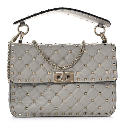 Valentino Garavani Nappa Medium Rockstud Spike Shoulder Bag Opal Grey 1 of 10