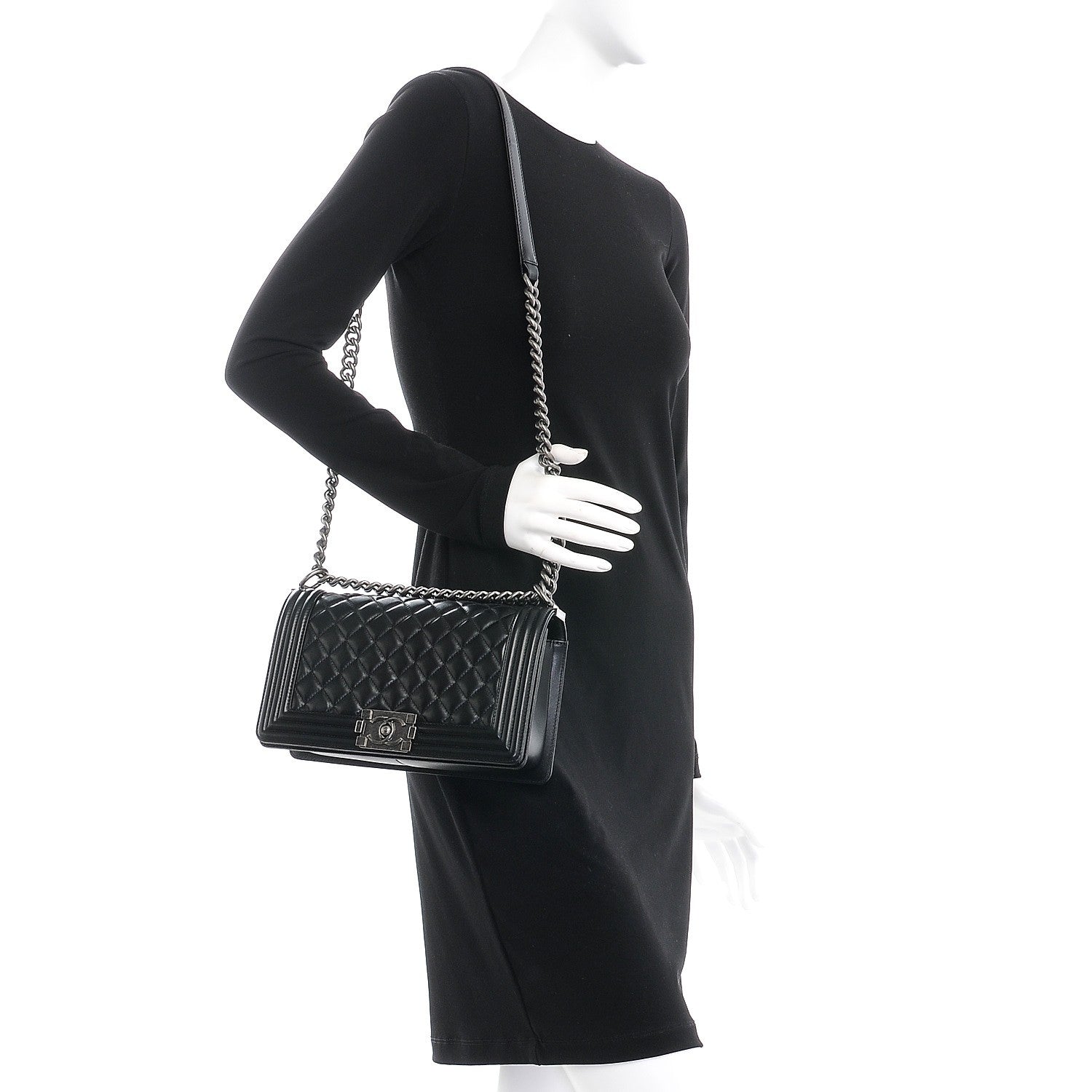 Chanel Lambskin Quilted Medium Boy Flap Black 2 of 8