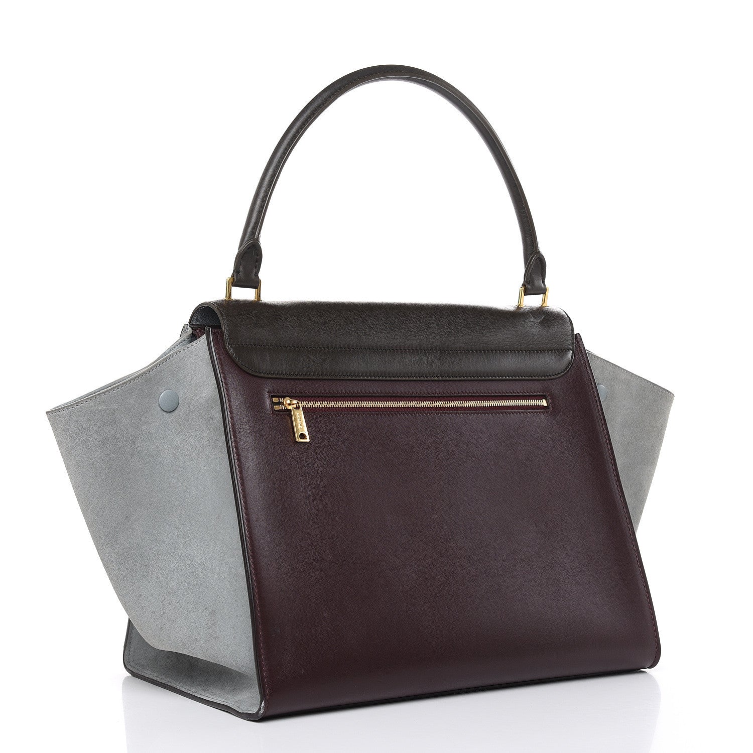 Celine Calfskin Suede Large Tri-Color Trapeze Dark Grey 3 of 17