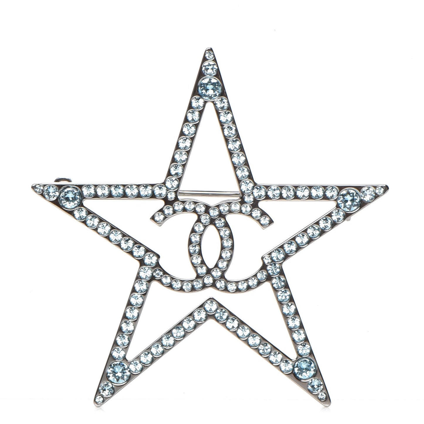 Ruthenium Crystal Star CC Brooch Blue